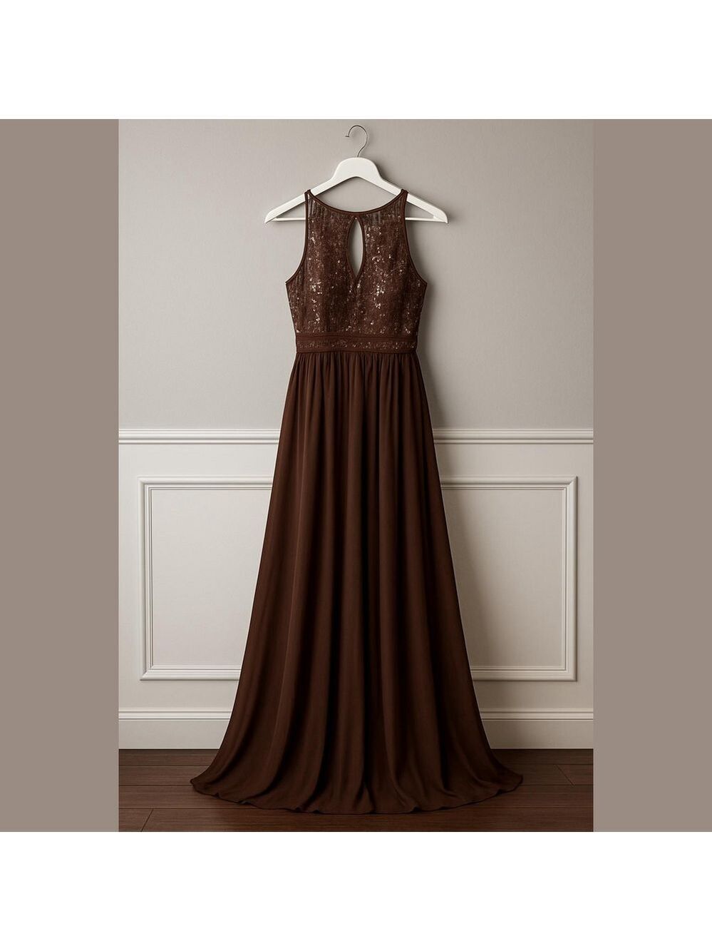 Nightway Collections Brown Sequin Gown Petite Size 8